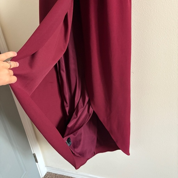 BHLDN Marceau High-Low Crepe Tulip Dress in Bordeaux Red Burgandy Size 12 - Picture 8 of 16